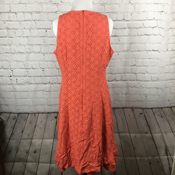 London Times Fit and Flare Coral Dress | Size 14 - Picture 4 of 5